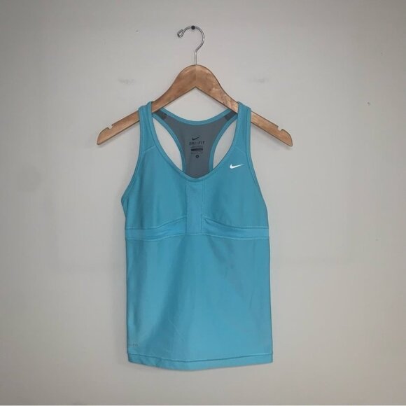 Nike Tank Top Built-in Sports Bra Lightly Padded Racerback Blue Women Size Small - Picture 2 of 7